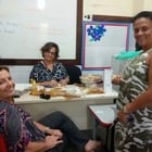 Oficina culinária com o doce bem-casado com as professoras Carla Moreira e Rita de Cassia Moreira;